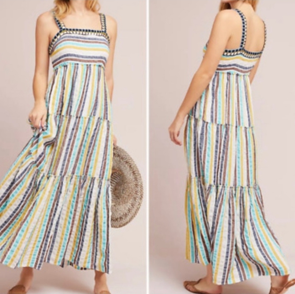 Anthropologie Tianna Striped Multicolor Maxi Dress